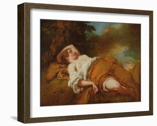 Sleeping Harvester (Oil on Canvas)-Jean Francois de Troy-Framed Giclee Print