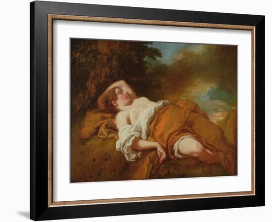 Sleeping Harvester (Oil on Canvas)-Jean Francois de Troy-Framed Giclee Print