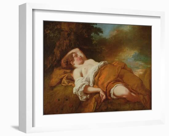 Sleeping Harvester (Oil on Canvas)-Jean Francois de Troy-Framed Giclee Print