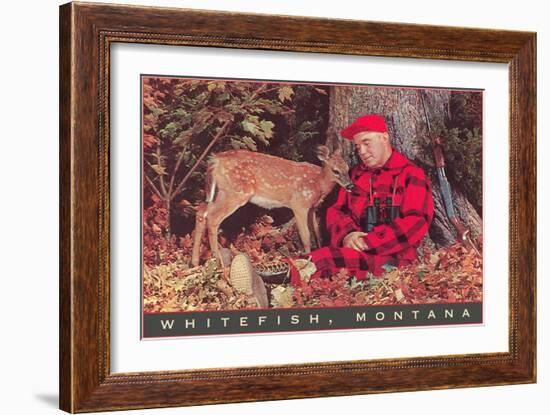 Sleeping Hunter with Fawn, Whitefish, Montana-null-Framed Art Print