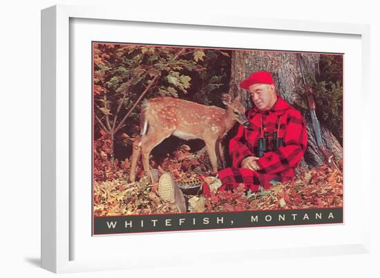 Sleeping Hunter with Fawn, Whitefish, Montana-null-Framed Art Print