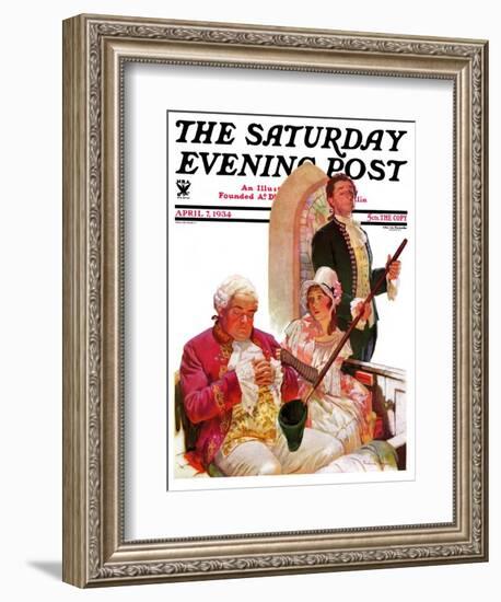 "Sleeping in Church," Saturday Evening Post Cover, April 7, 1934-Frederic Mizen-Framed Giclee Print