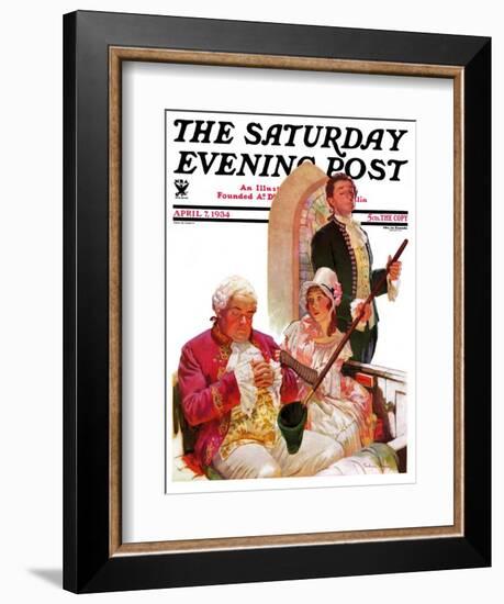 "Sleeping in Church," Saturday Evening Post Cover, April 7, 1934-Frederic Mizen-Framed Giclee Print