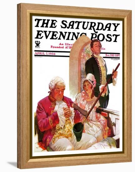 "Sleeping in Church," Saturday Evening Post Cover, April 7, 1934-Frederic Mizen-Framed Premier Image Canvas