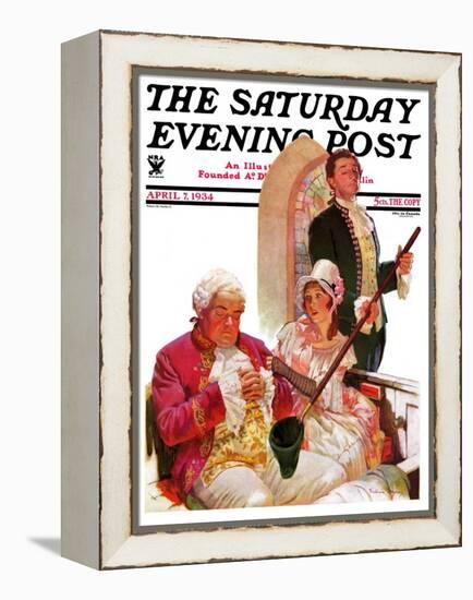 "Sleeping in Church," Saturday Evening Post Cover, April 7, 1934-Frederic Mizen-Framed Premier Image Canvas