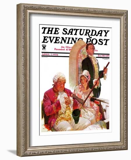 "Sleeping in Church," Saturday Evening Post Cover, April 7, 1934-Frederic Mizen-Framed Giclee Print