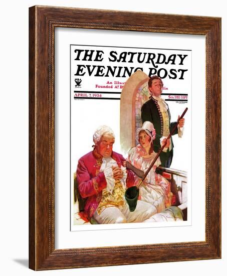 "Sleeping in Church," Saturday Evening Post Cover, April 7, 1934-Frederic Mizen-Framed Giclee Print