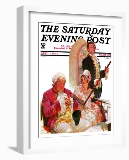 "Sleeping in Church," Saturday Evening Post Cover, April 7, 1934-Frederic Mizen-Framed Giclee Print