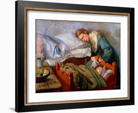 Sleeping Mother, 1883-Christian Krohg-Framed Premium Giclee Print