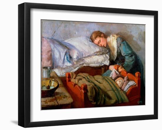 Sleeping Mother, 1883-Christian Krohg-Framed Premium Giclee Print