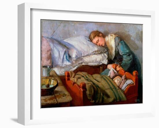 Sleeping Mother, 1883-Christian Krohg-Framed Premium Giclee Print