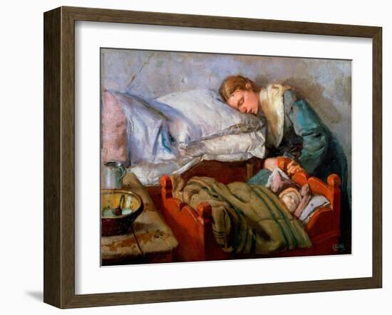 Sleeping Mother, 1883-Christian Krohg-Framed Giclee Print