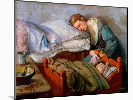 Sleeping Mother, 1883-Christian Krohg-Mounted Giclee Print