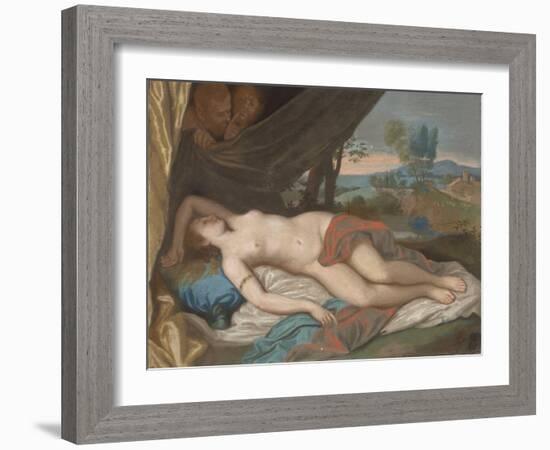 Sleeping Nymph Spied upon by Satyrs, 1756-88 (Pastel on Panel)-Jean-Etienne Liotard-Framed Giclee Print