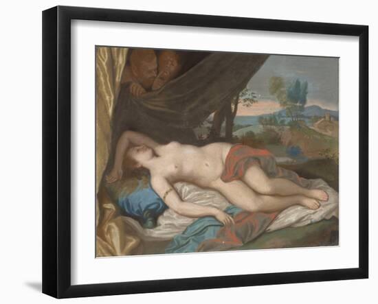 Sleeping Nymph Spied upon by Satyrs, 1756-88 (Pastel on Panel)-Jean-Etienne Liotard-Framed Giclee Print