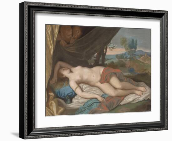 Sleeping Nymph Spied upon by Satyrs, 1756-88 (Pastel on Panel)-Jean-Etienne Liotard-Framed Giclee Print