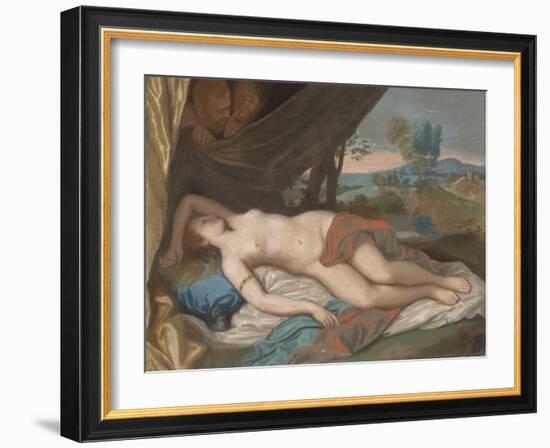 Sleeping Nymph Spied upon by Satyrs, 1756-88 (Pastel on Panel)-Jean-Etienne Liotard-Framed Giclee Print