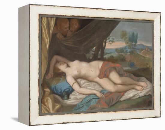 Sleeping Nymph Spied upon by Satyrs, 1756-88 (Pastel on Panel)-Jean-Etienne Liotard-Framed Premier Image Canvas