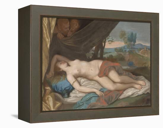 Sleeping Nymph Spied upon by Satyrs, 1756-88 (Pastel on Panel)-Jean-Etienne Liotard-Framed Premier Image Canvas