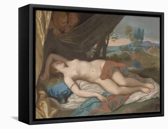 Sleeping Nymph Spied upon by Satyrs, 1756-88 (Pastel on Panel)-Jean-Etienne Liotard-Framed Premier Image Canvas
