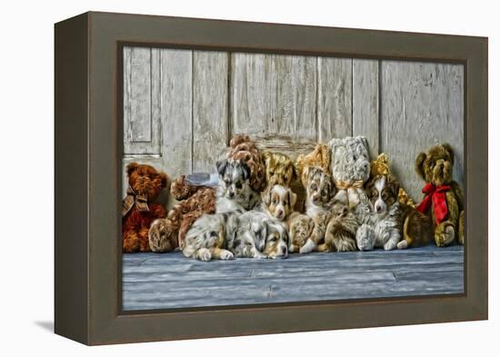 Sleeping Puppies-Santa’s Workshop-Framed Premier Image Canvas