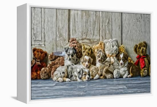 Sleeping Puppies-Santa’s Workshop-Framed Premier Image Canvas