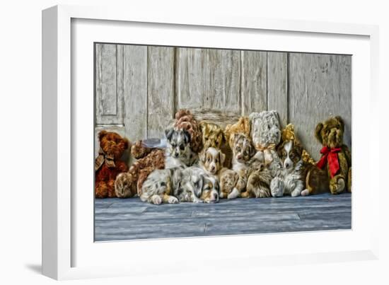 Sleeping Puppies-Santa’s Workshop-Framed Giclee Print