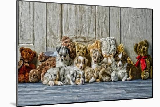 Sleeping Puppies-Santa’s Workshop-Mounted Giclee Print