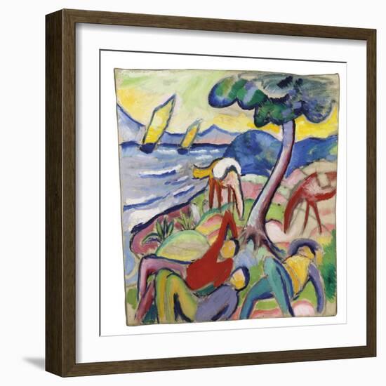 Sleeping Riders, 1910 (Oil on Canvas)-August Macke-Framed Giclee Print