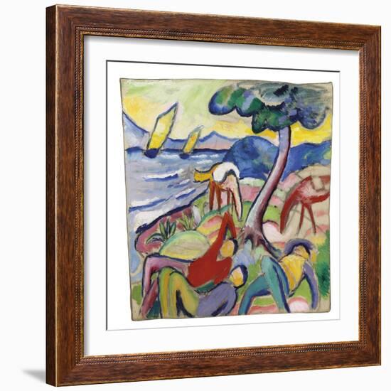 Sleeping Riders, 1910 (Oil on Canvas)-August Macke-Framed Giclee Print