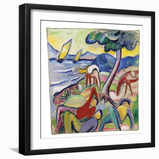 Sleeping Riders, 1910 (Oil on Canvas)-August Macke-Framed Giclee Print