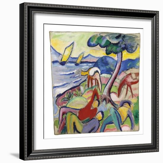 Sleeping Riders, 1910 (Oil on Canvas)-August Macke-Framed Giclee Print