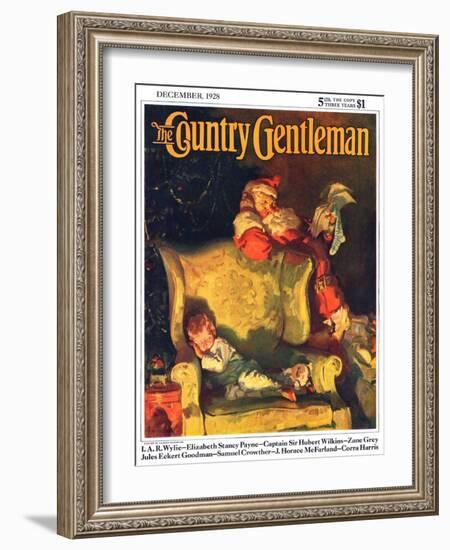 "Sleeping Through Santa's Visit," Country Gentleman Cover, December 1, 1928-Haddon Sundblom-Framed Giclee Print