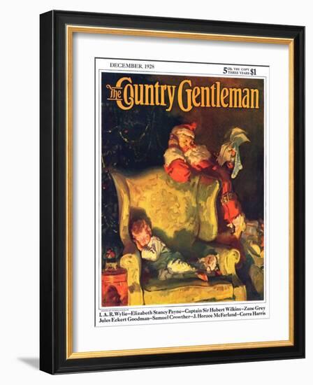 "Sleeping Through Santa's Visit," Country Gentleman Cover, December 1, 1928-Haddon Sundblom-Framed Giclee Print