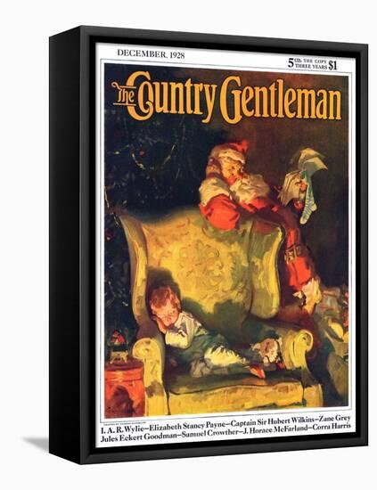 "Sleeping Through Santa's Visit," Country Gentleman Cover, December 1, 1928-Haddon Sundblom-Framed Premier Image Canvas