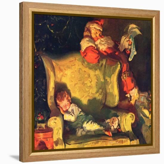 "Sleeping Through Santa's Visit,"December 1, 1928-Haddon Sundblom-Framed Premier Image Canvas