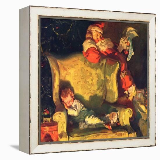 "Sleeping Through Santa's Visit,"December 1, 1928-Haddon Sundblom-Framed Premier Image Canvas