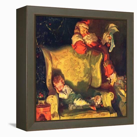 "Sleeping Through Santa's Visit,"December 1, 1928-Haddon Sundblom-Framed Premier Image Canvas