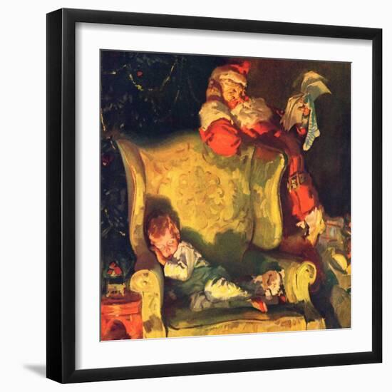 "Sleeping Through Santa's Visit,"December 1, 1928-Haddon Sundblom-Framed Giclee Print