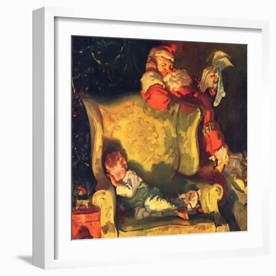 "Sleeping Through Santa's Visit,"December 1, 1928-Haddon Sundblom-Framed Giclee Print