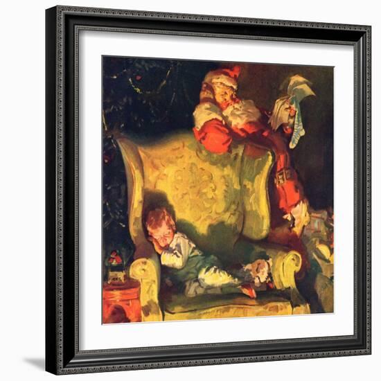 "Sleeping Through Santa's Visit,"December 1, 1928-Haddon Sundblom-Framed Giclee Print