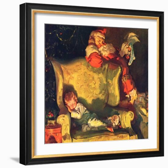 "Sleeping Through Santa's Visit,"December 1, 1928-Haddon Sundblom-Framed Giclee Print