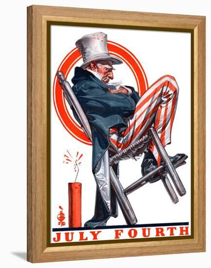 "Sleeping Uncle Sam,"July 5, 1924-Joseph Christian Leyendecker-Framed Premier Image Canvas