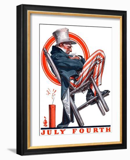 "Sleeping Uncle Sam,"July 5, 1924-Joseph Christian Leyendecker-Framed Giclee Print