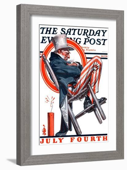 "Sleeping Uncle Sam," Saturday Evening Post Cover, July 5, 1924-Joseph Christian Leyendecker-Framed Giclee Print