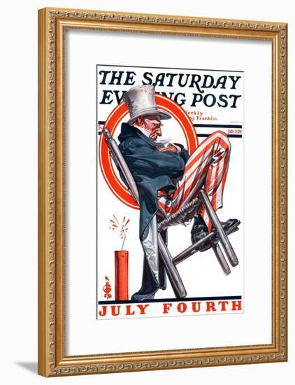 "Sleeping Uncle Sam," Saturday Evening Post Cover, July 5, 1924-Joseph Christian Leyendecker-Framed Giclee Print