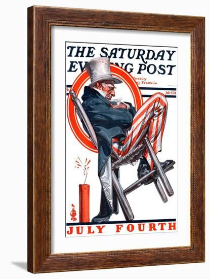 "Sleeping Uncle Sam," Saturday Evening Post Cover, July 5, 1924-Joseph Christian Leyendecker-Framed Giclee Print