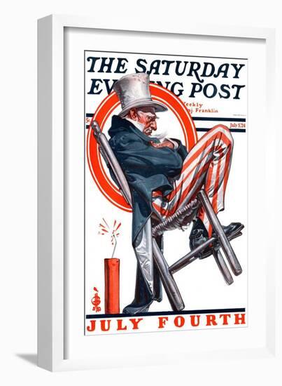 "Sleeping Uncle Sam," Saturday Evening Post Cover, July 5, 1924-Joseph Christian Leyendecker-Framed Giclee Print