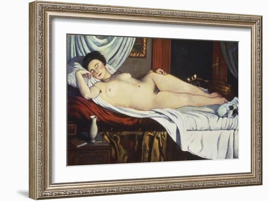 Sleeping Venus, (Naked Woman on a Bed) Woman-Pietro Marussig-Framed Art Print