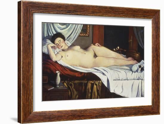 Sleeping Venus, (Naked Woman on a Bed) Woman-Pietro Marussig-Framed Art Print